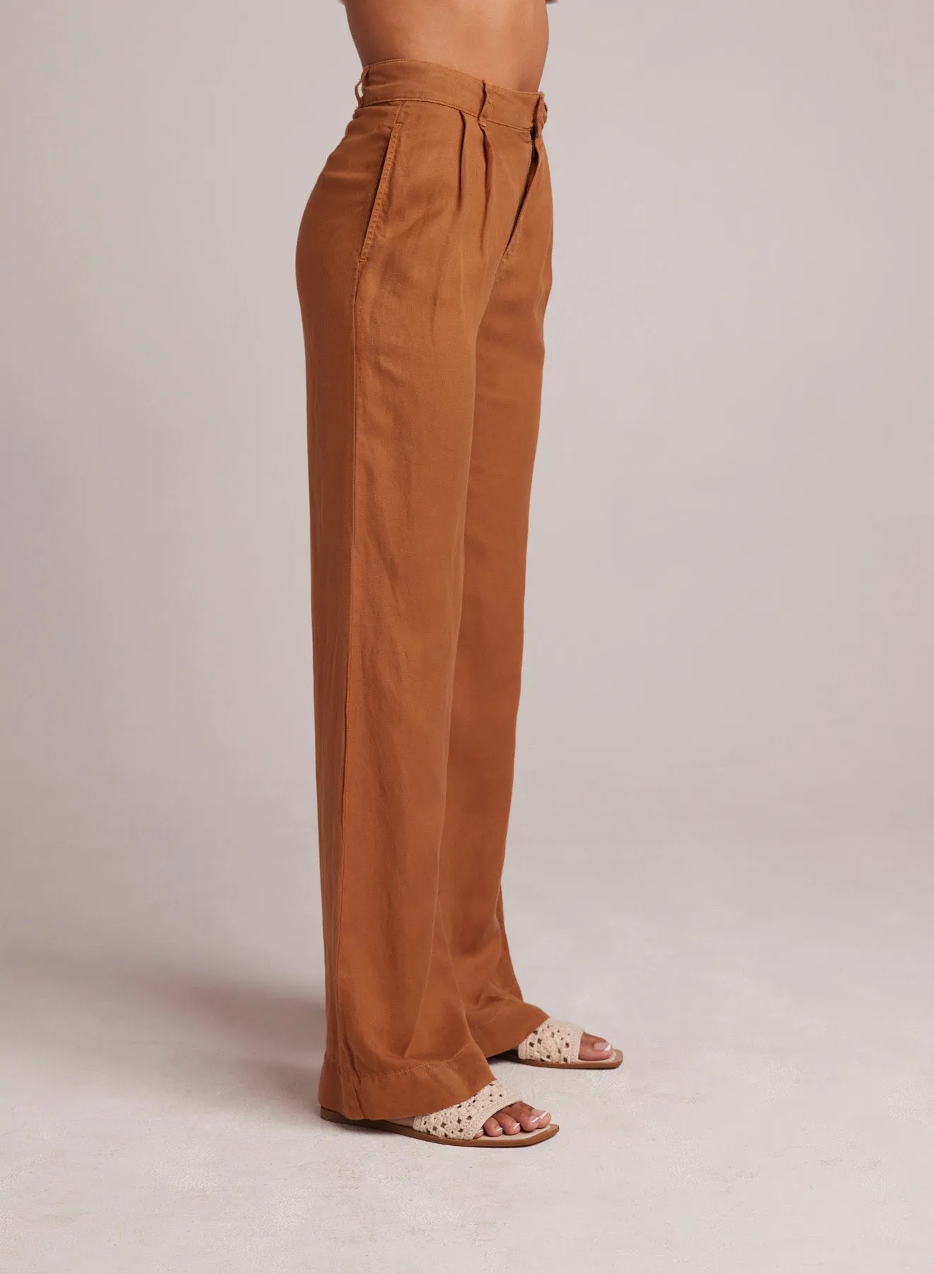 Greta Pleated Wide Leg Trouser - Golden Henna