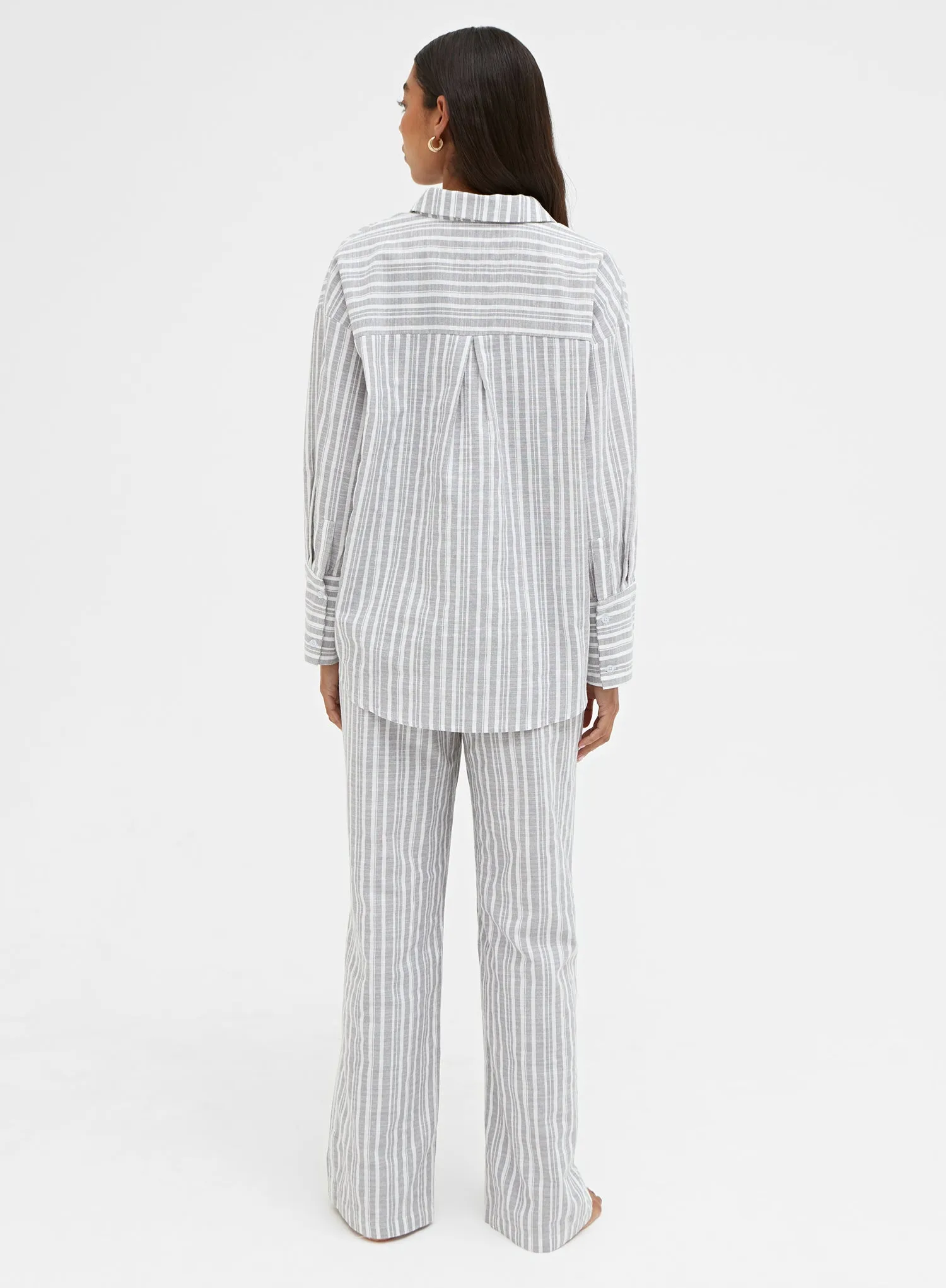 Grey And White Relaxed Stripe Shirt – Millie