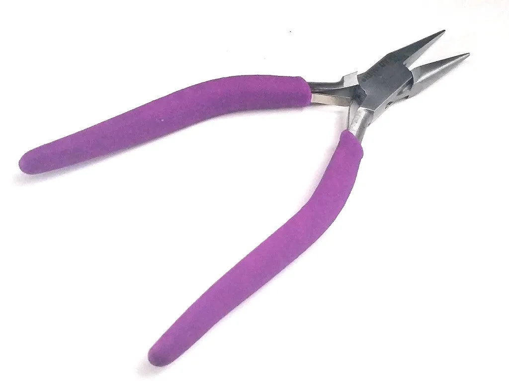 Heavy Duty Chain Nose Pliers, Purple Foam Cushion Grips, Beadsmith Brand, #PLW10