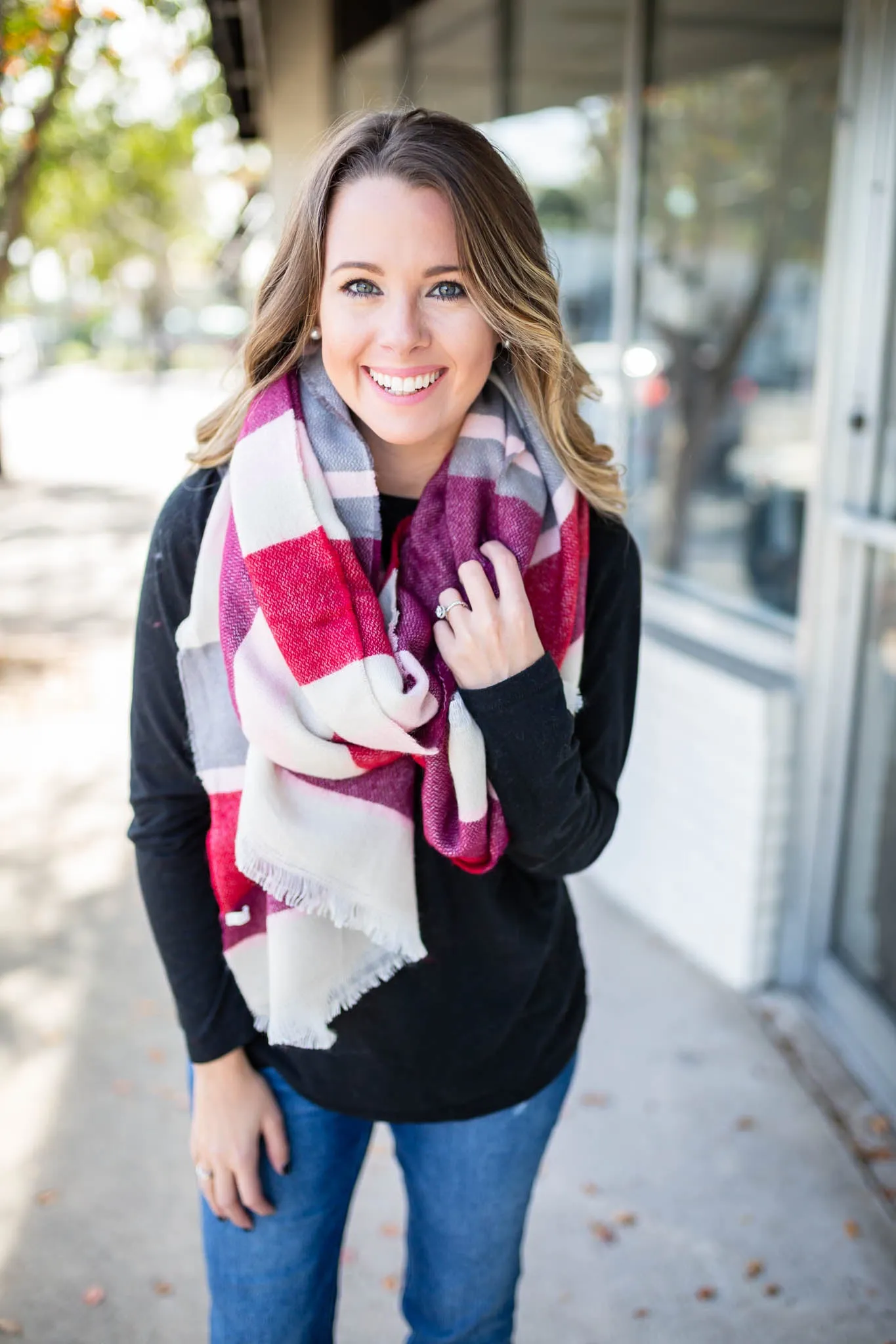 Hold On Stripe Blanket Scarf - Pink