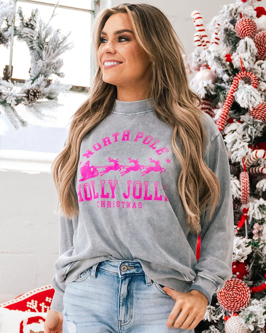 Holly Jolly Gray Sweatshirt FINAL SALE