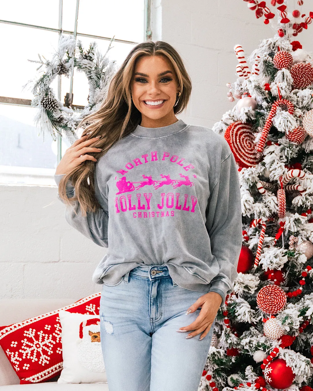 Holly Jolly Gray Sweatshirt FINAL SALE