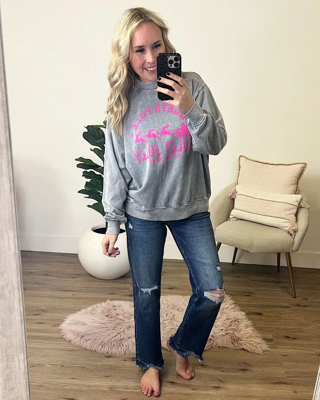 Holly Jolly Gray Sweatshirt FINAL SALE