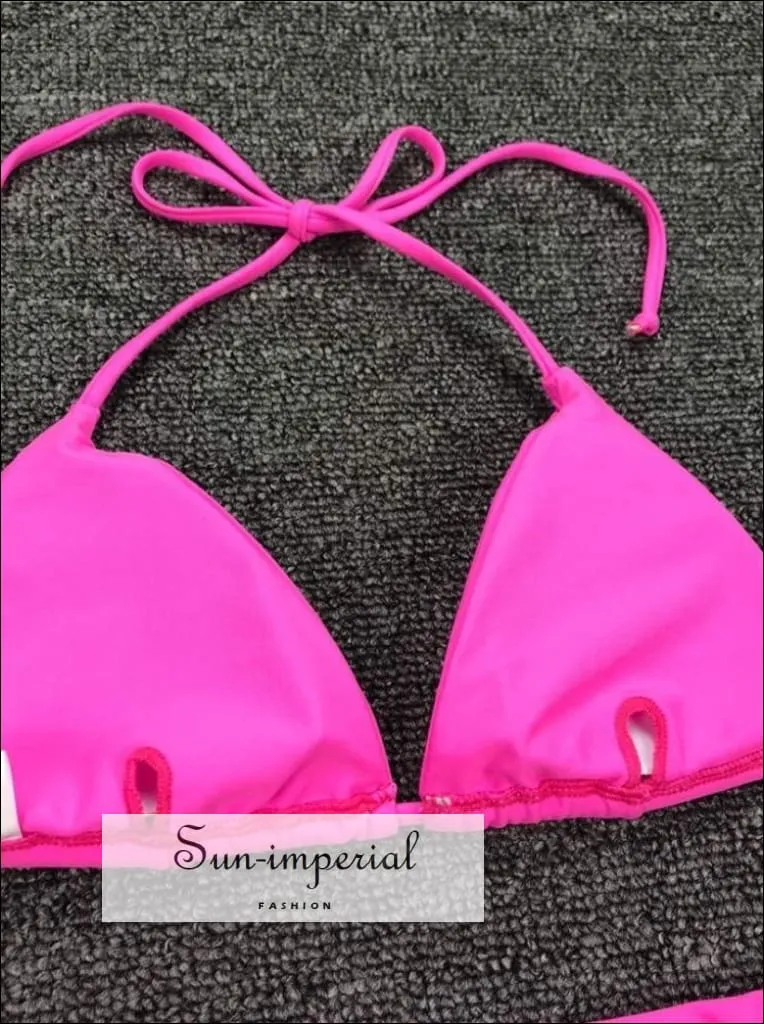 Hot Pink Halter Tie Brazilian Bikini Set