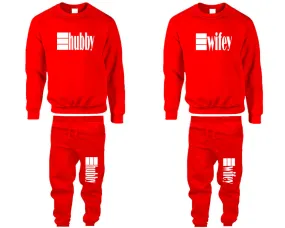 Hubby Wifey Couple Matching Top Bottom Set Sweaters and Jogger Pants