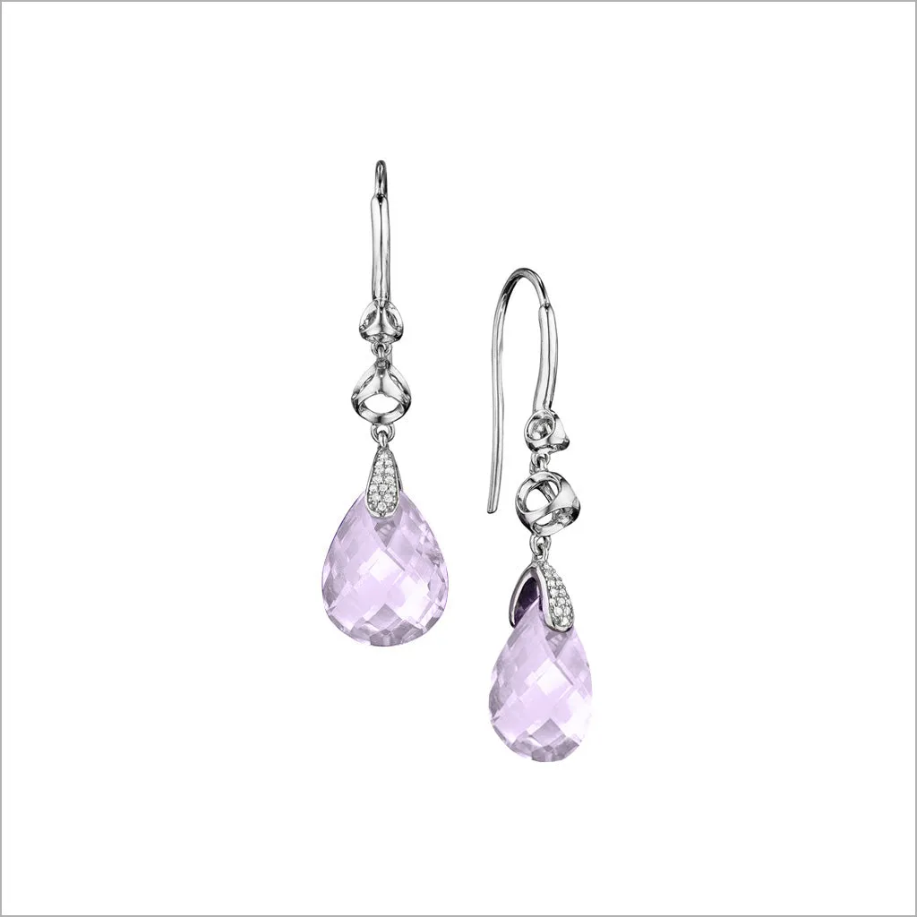 Icona Amethyst Earrings in Sterling Silver with Diamonds