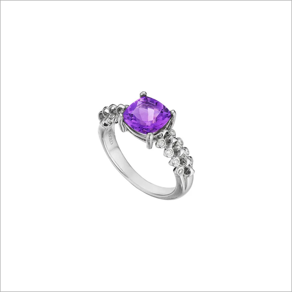 Icona Eternity Amethyst & Diamond Ring in Sterling Silver