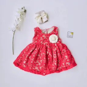 Iris Dress in Red Daisy Cotton Lace