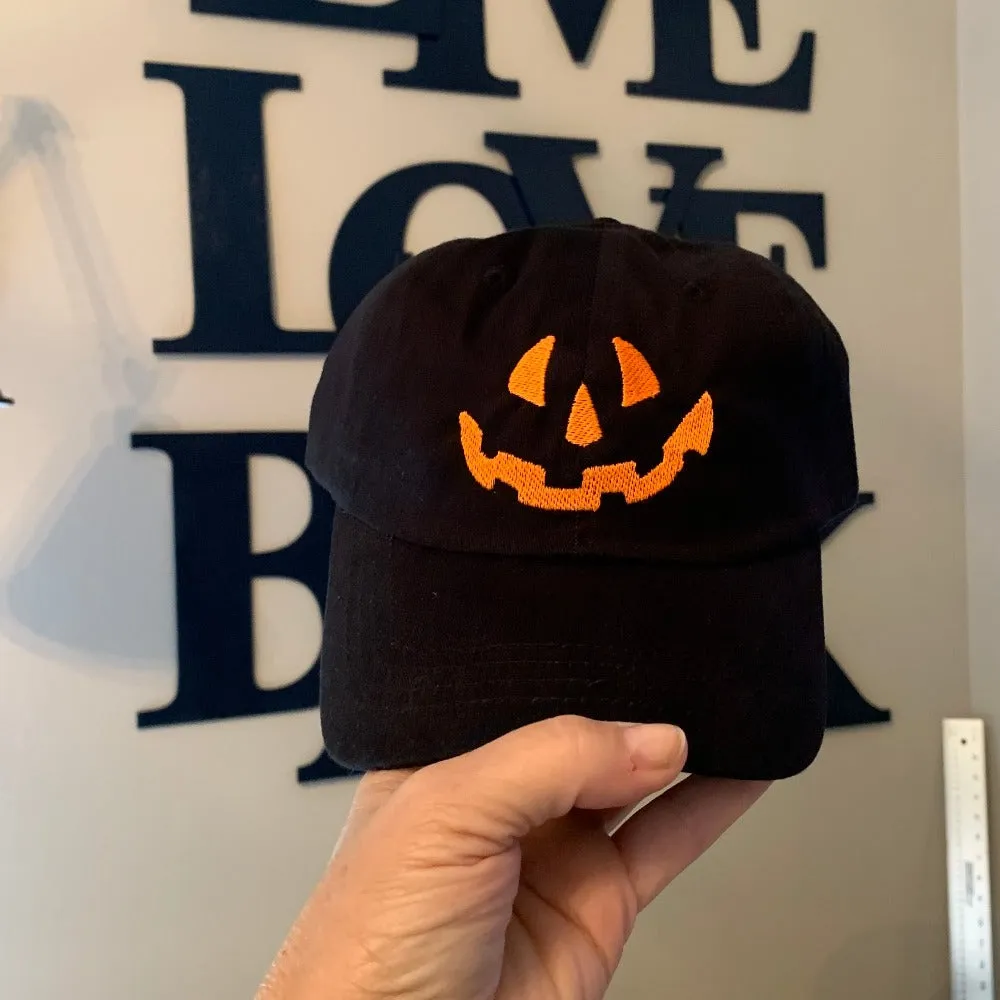 Jack-o-lantern Baseball Caps in Orange or Black - SALE PAGE