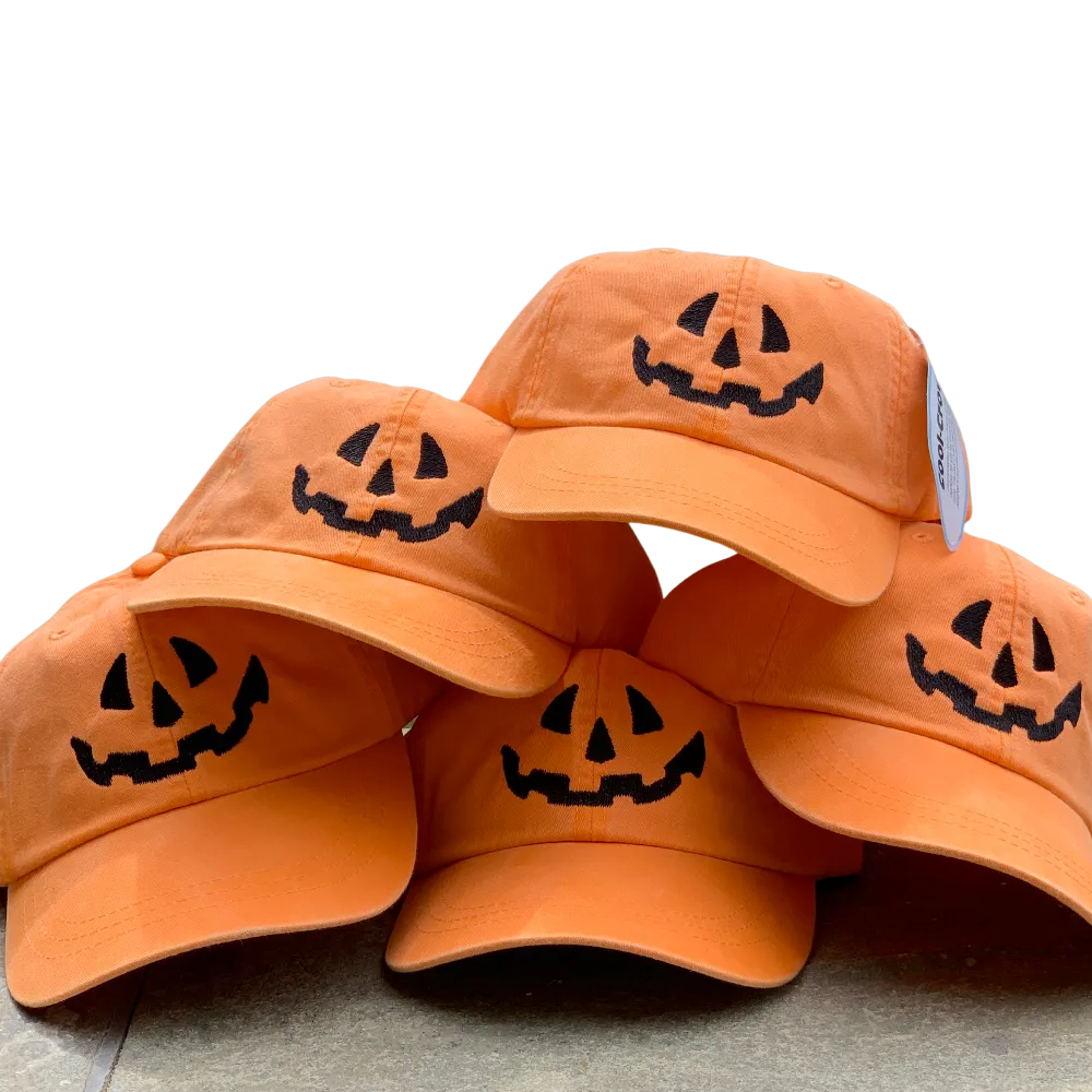 Jack-o-lantern Baseball Caps in Orange or Black - SALE PAGE