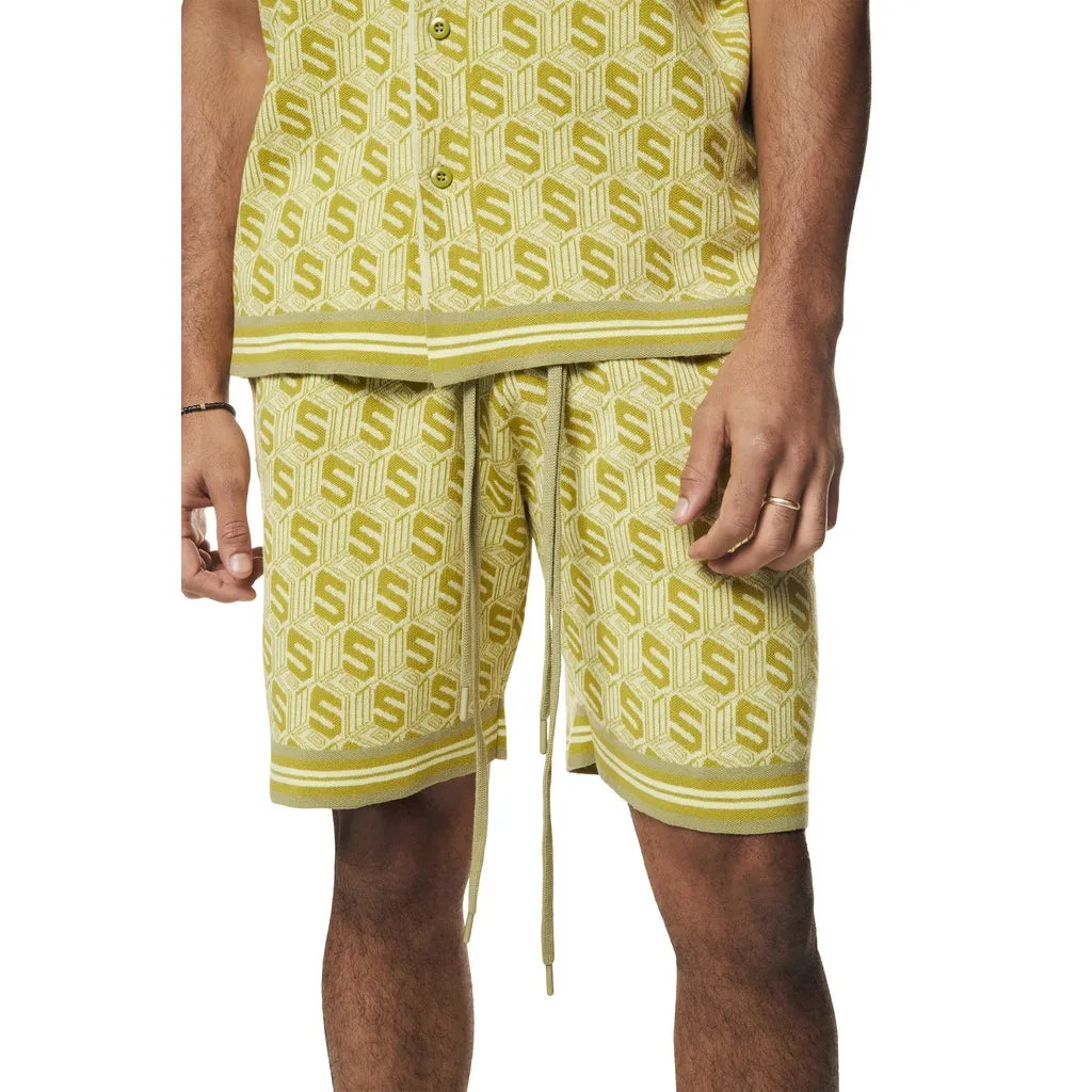 Jacquard Knit Shorts - Kelp