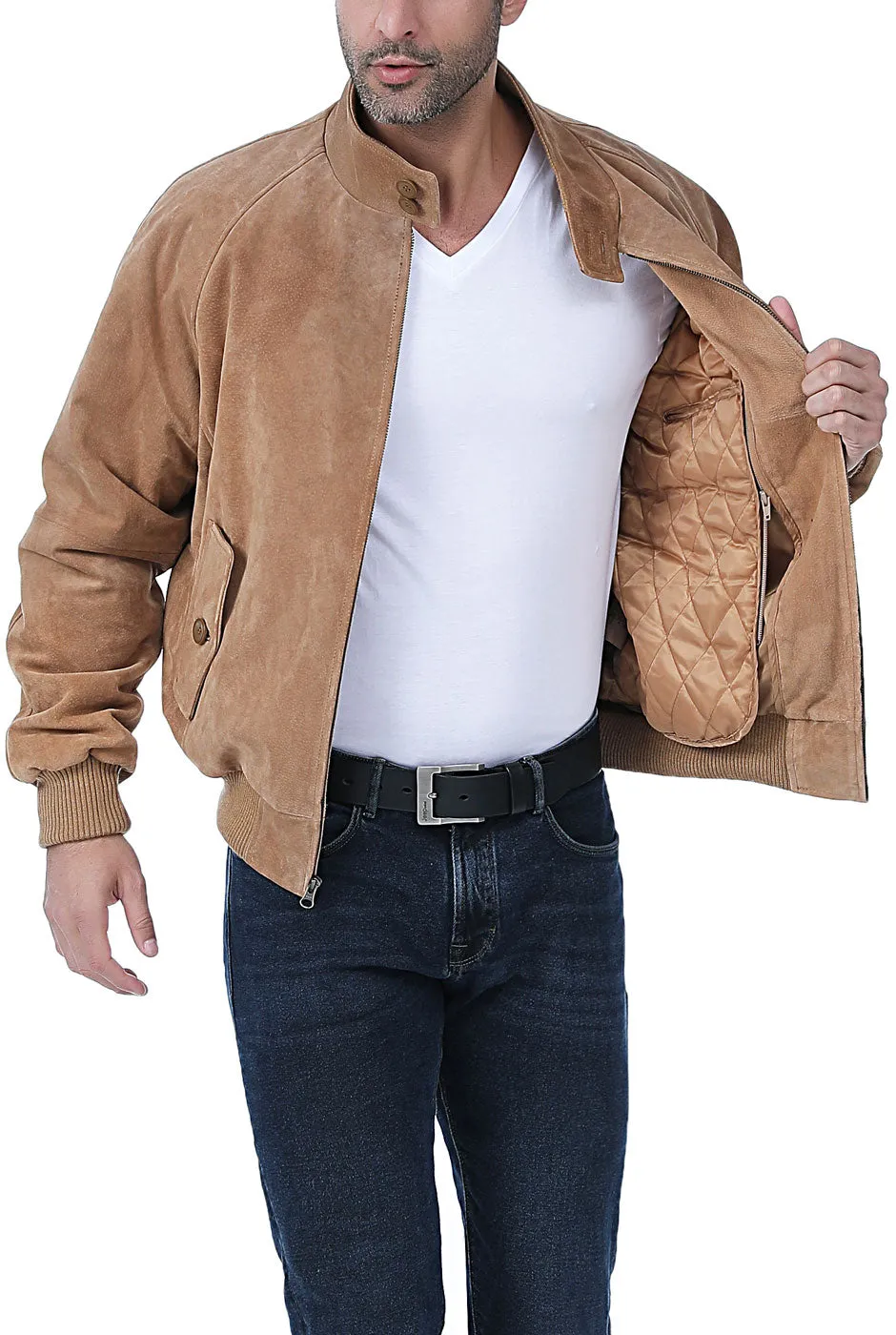 Landing Leathers Men WWII Suede Leather Bomber Jacket