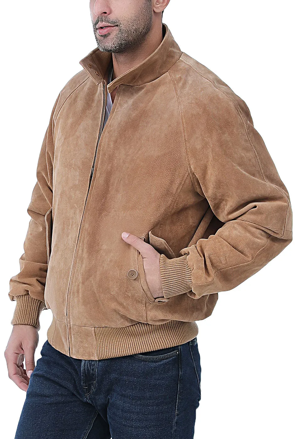 Landing Leathers Men WWII Suede Leather Bomber Jacket