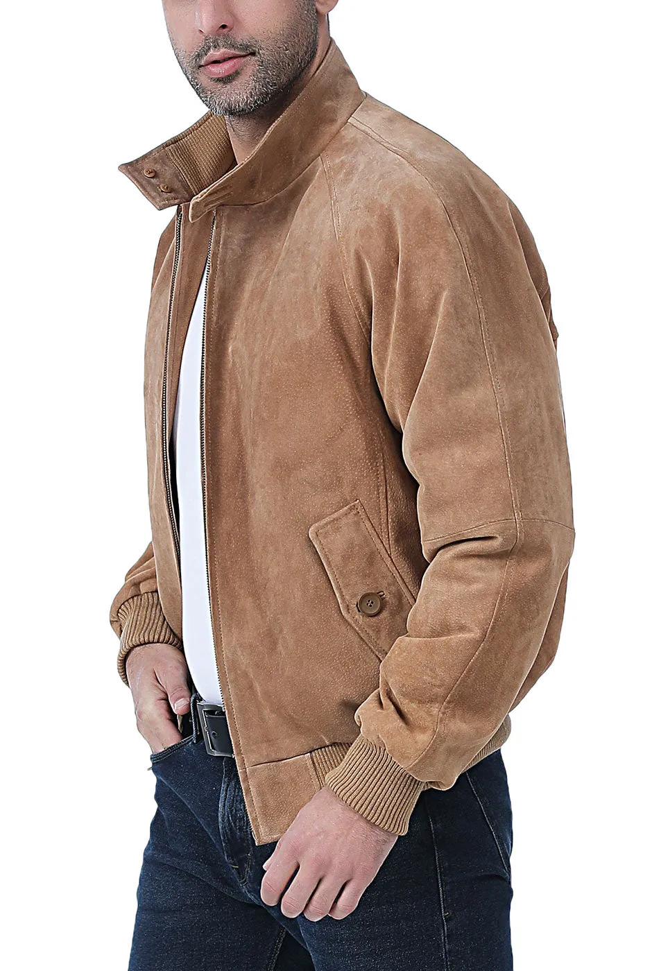 Landing Leathers Men WWII Suede Leather Bomber Jacket