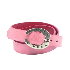 Ledergürtel 3 cm breit pink Rindsleder mit Hufeisenschnalle