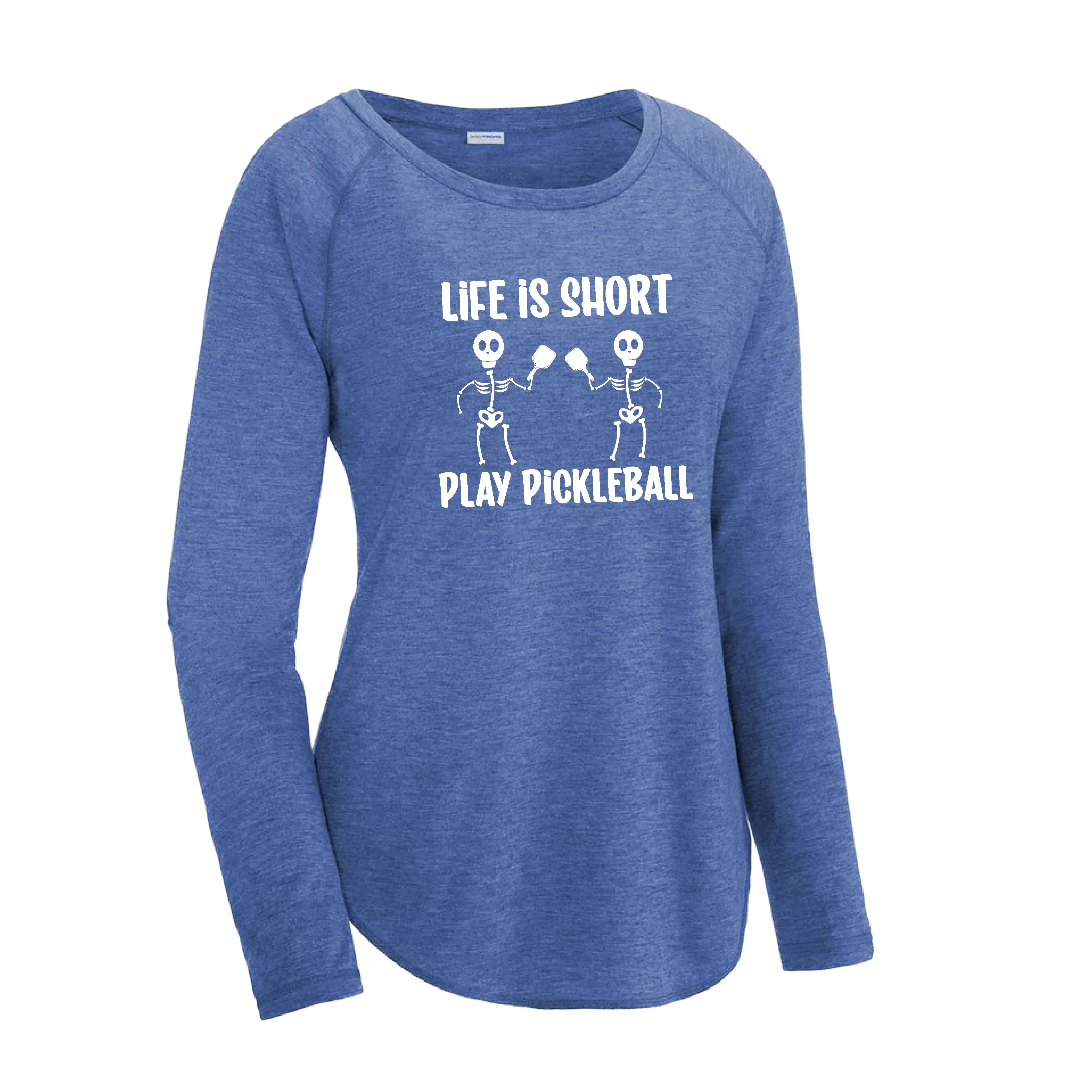 Life is Short Skeletons | Women's Long Sleeve Scoop Neck Pickleball Shirts | 75/13/12 poly/cotton/rayon