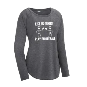 Life is Short Skeletons | Women's Long Sleeve Scoop Neck Pickleball Shirts | 75/13/12 poly/cotton/rayon