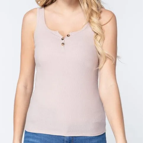 Light Taupe Henley Tank