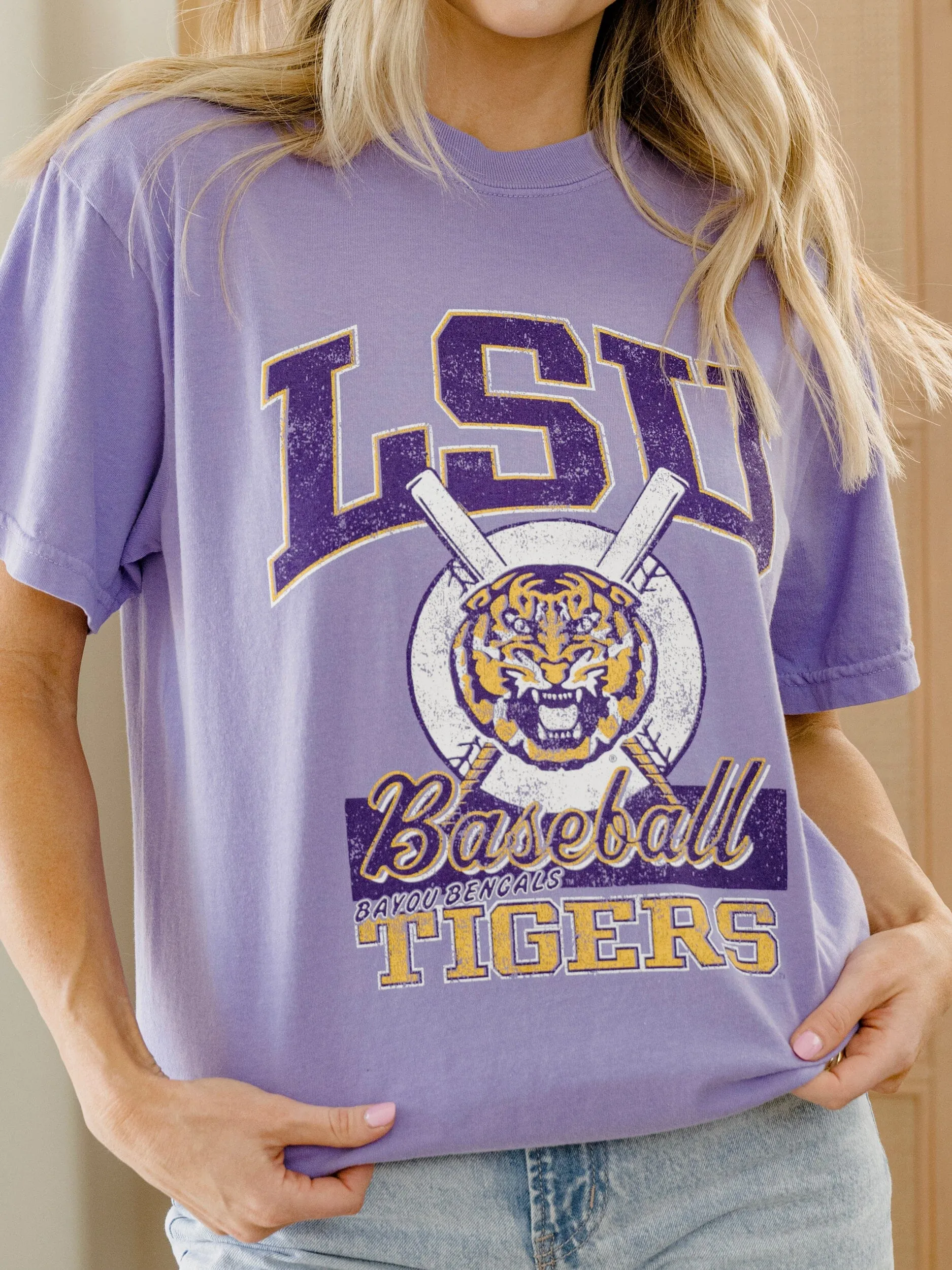 LSU Tigers Baseball Violet Tee