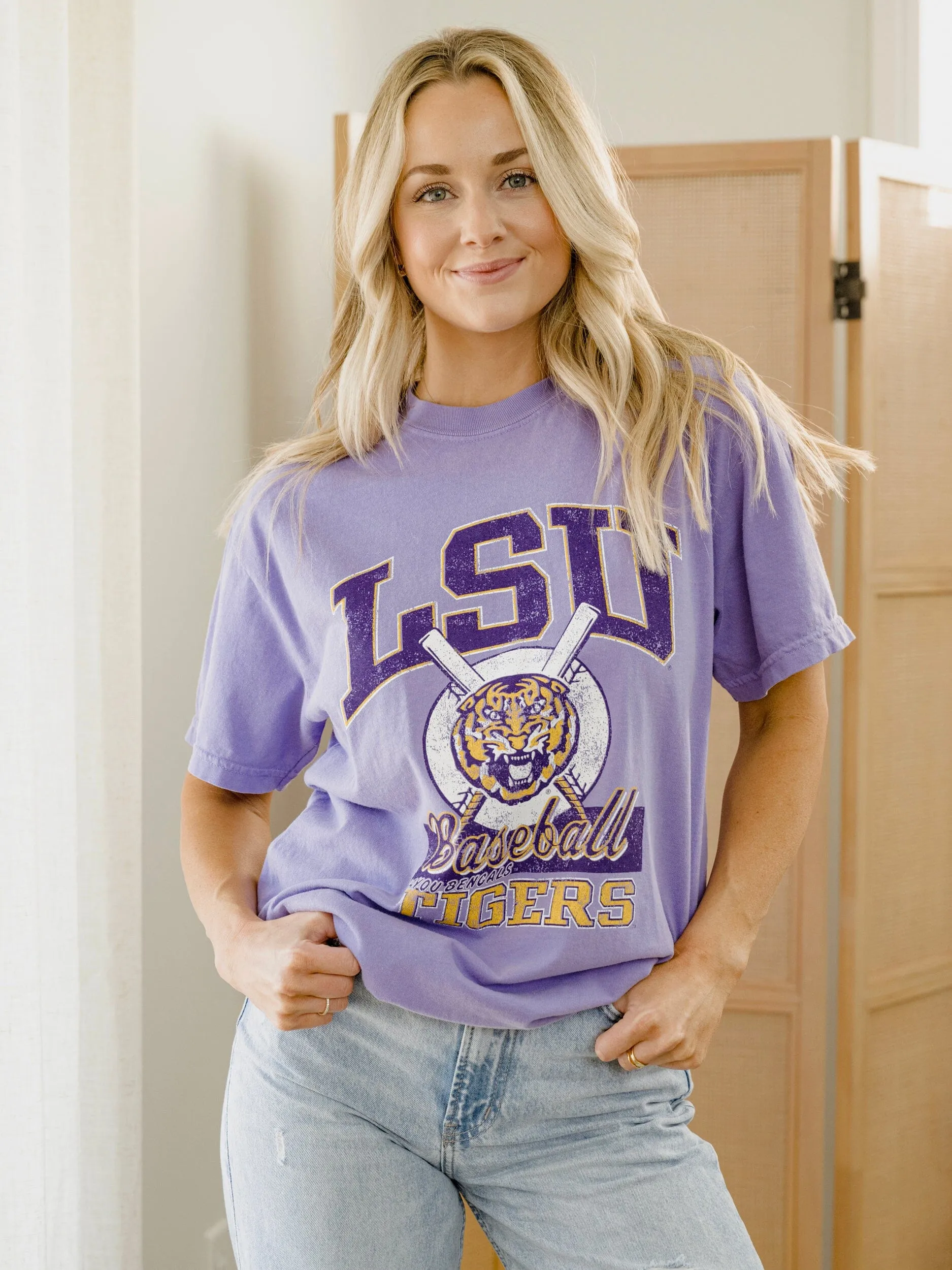 LSU Tigers Baseball Violet Tee