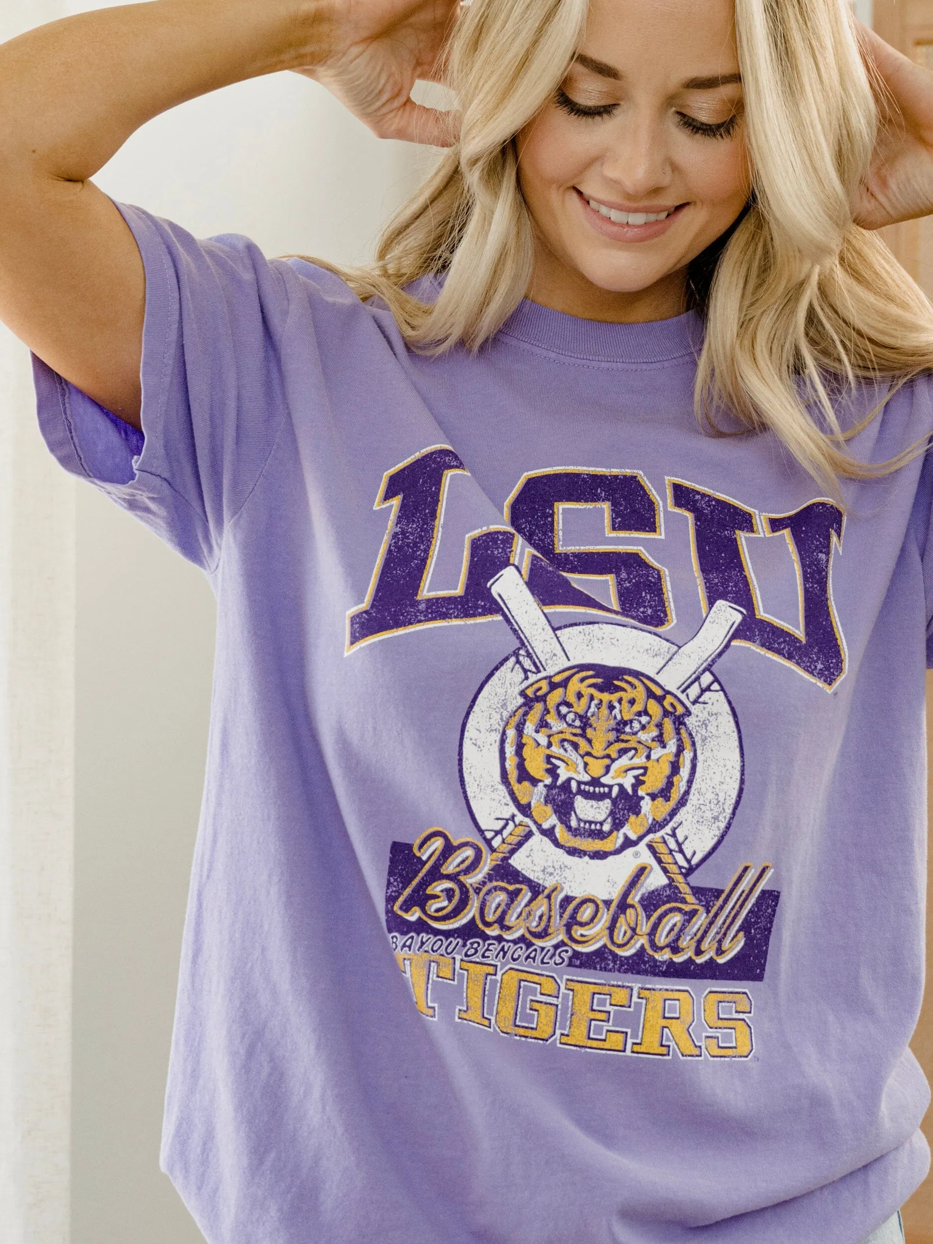 LSU Tigers Baseball Violet Tee