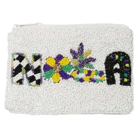 Mardi Gras Nola Seed Beaded Coin Purse