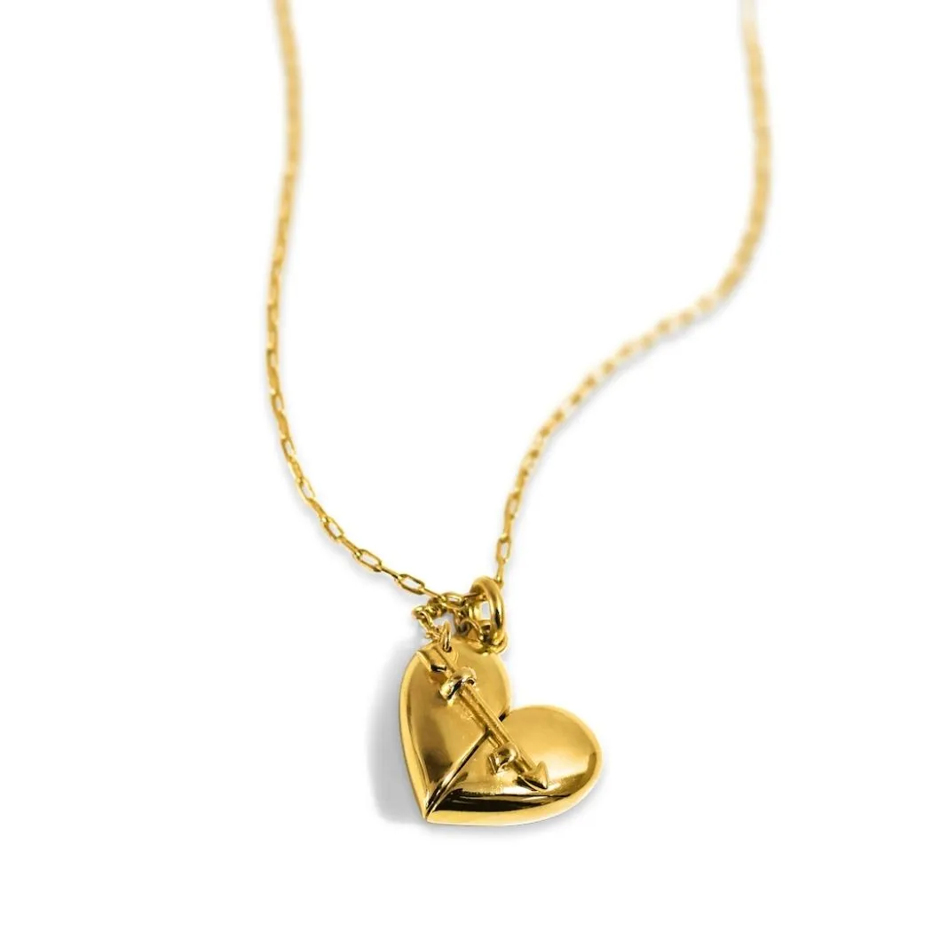 Matching Heart   Arrow Locket and Bracelet Gift Set - Gold