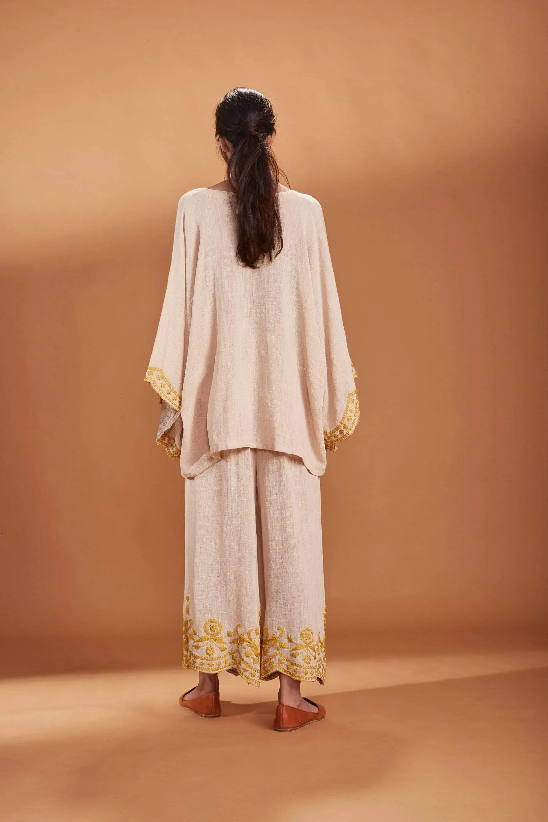 MATI KAFTAN TOP AND PANTS SET IVORY