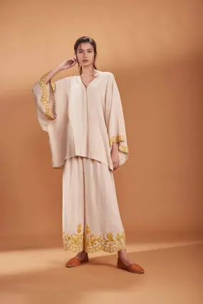 MATI KAFTAN TOP AND PANTS SET IVORY