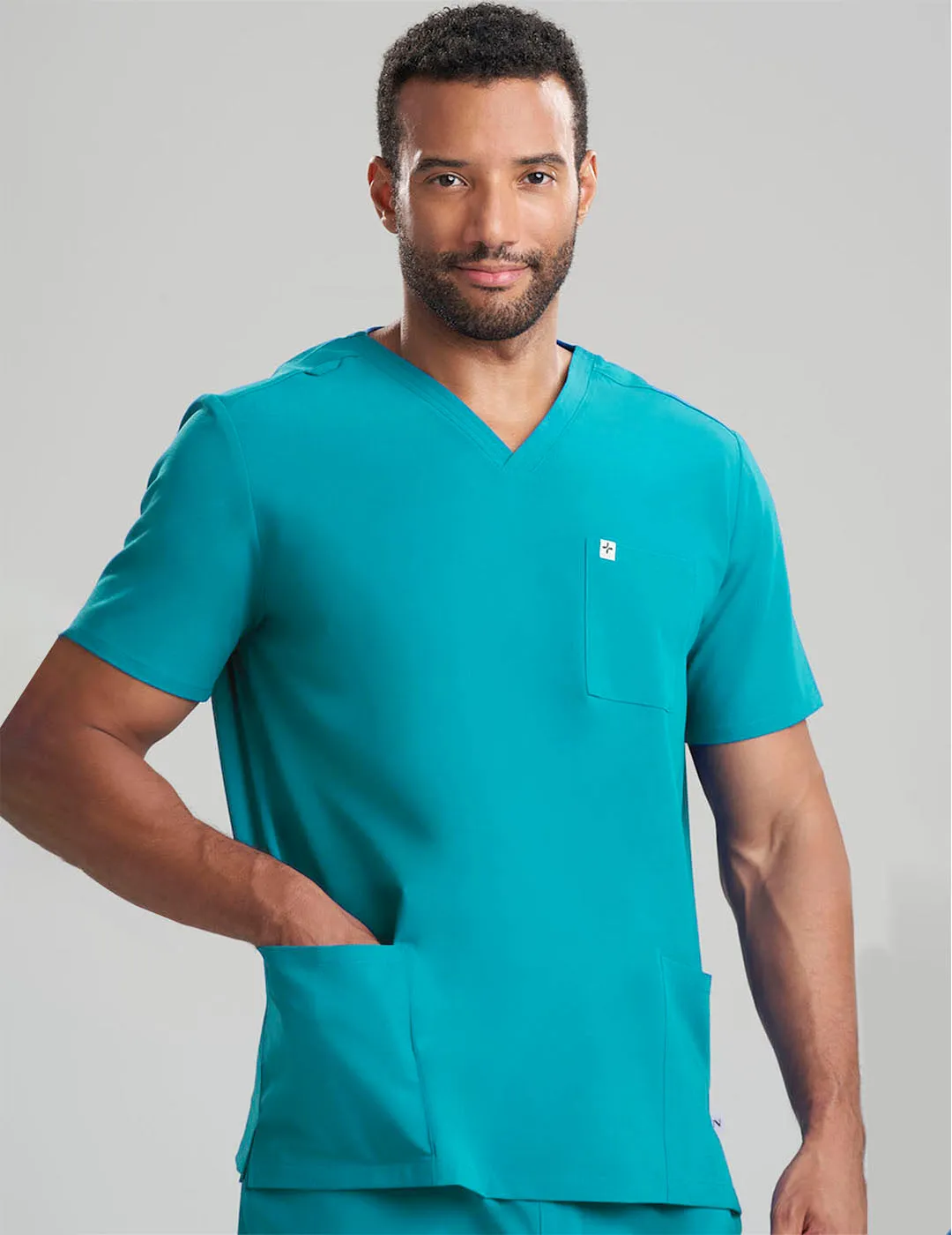 Mens 3-Pocket V-Neck Scrub Top