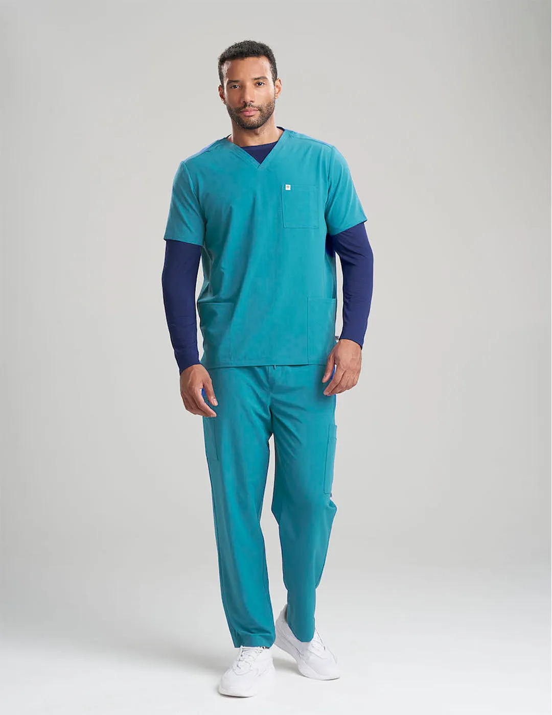 Mens 3-Pocket V-Neck Scrub Top