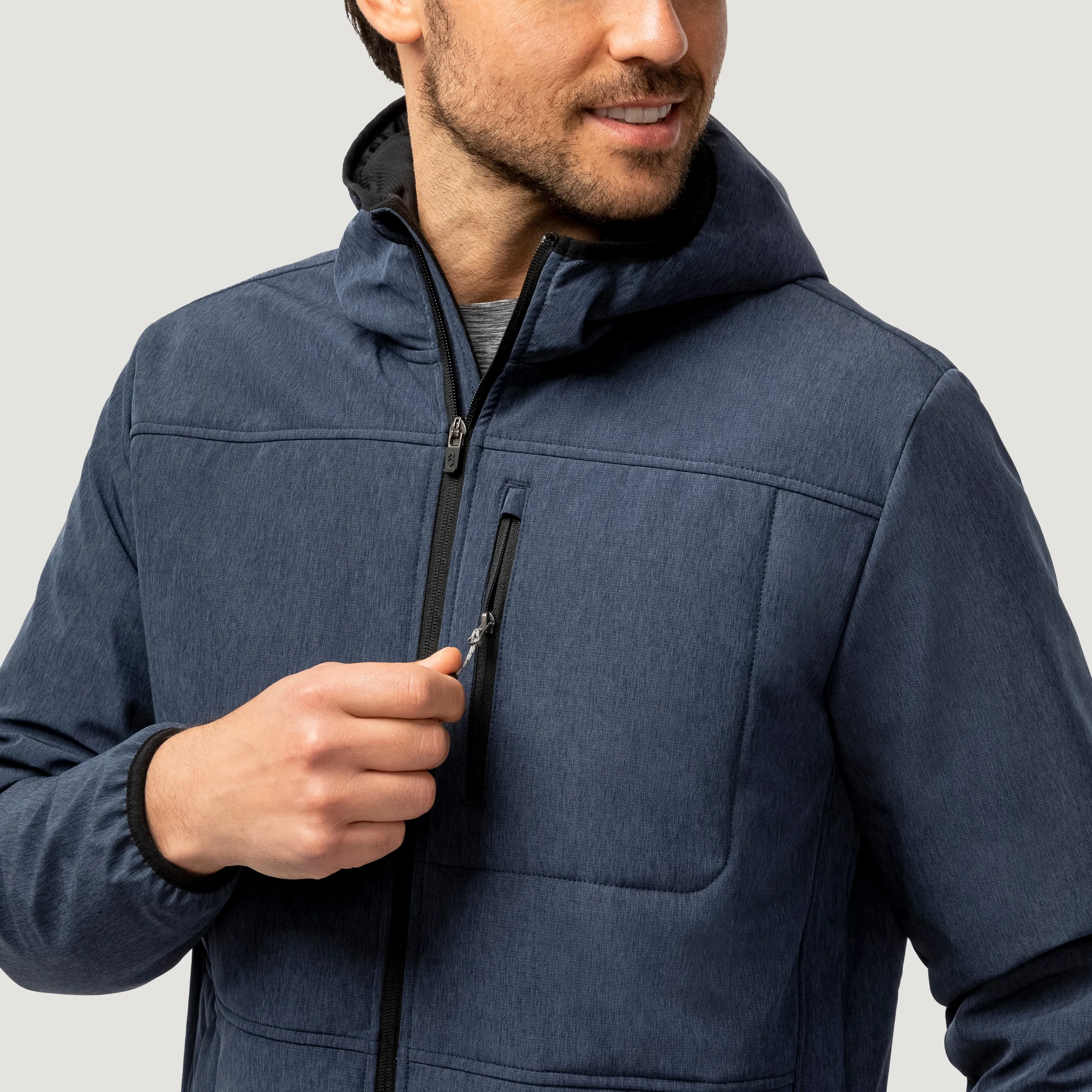 Men's Melange Stretch Full Zip Hoodie