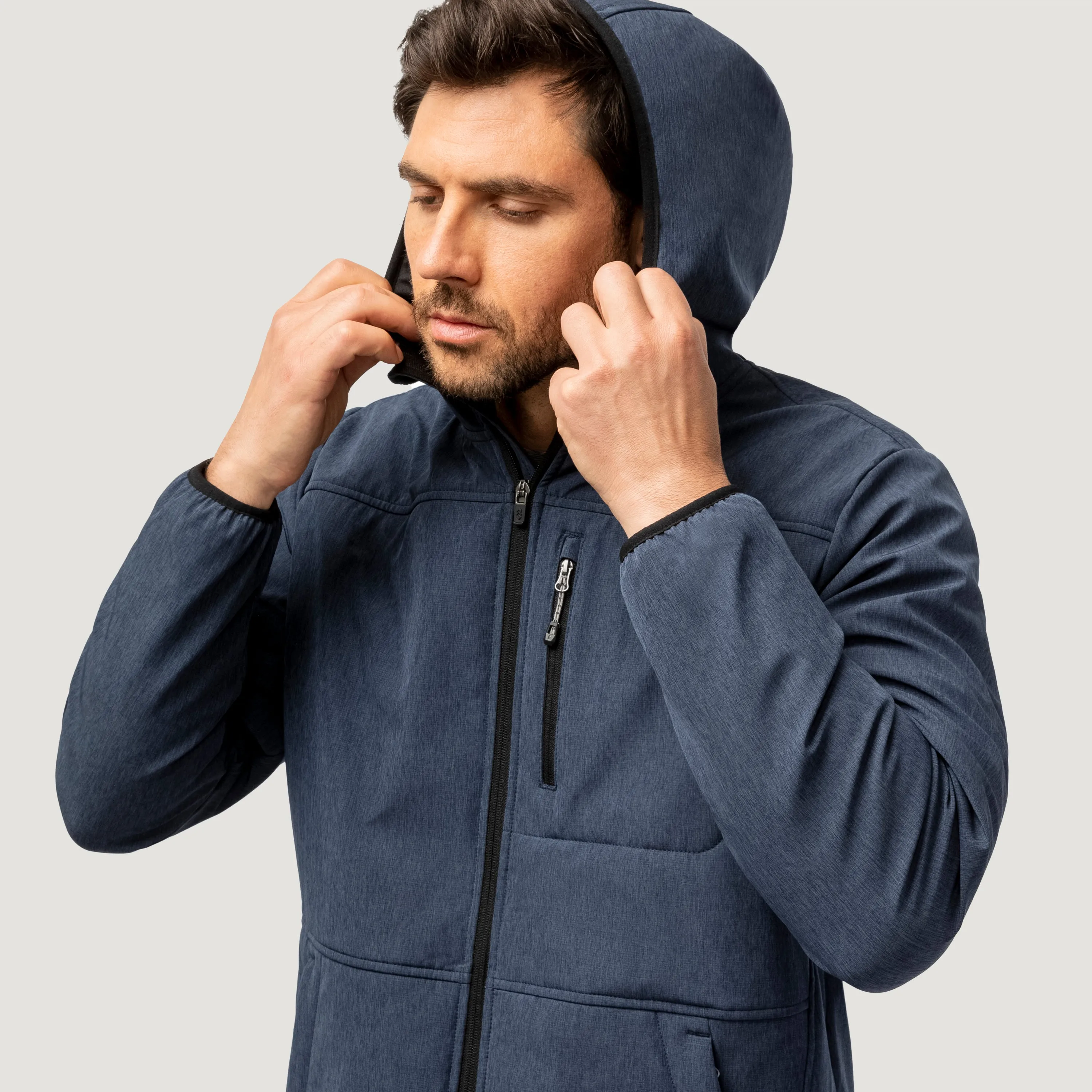 Men's Melange Stretch Full Zip Hoodie