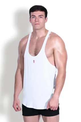 Men's Muscle Stringer - White Salt