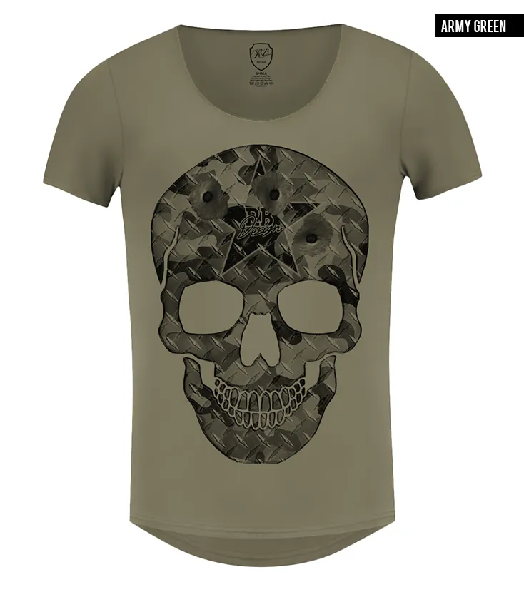 Men's T-shirt ARMY SKULL Camouflage Khaki Graphic Tee  / Color Option / MD706