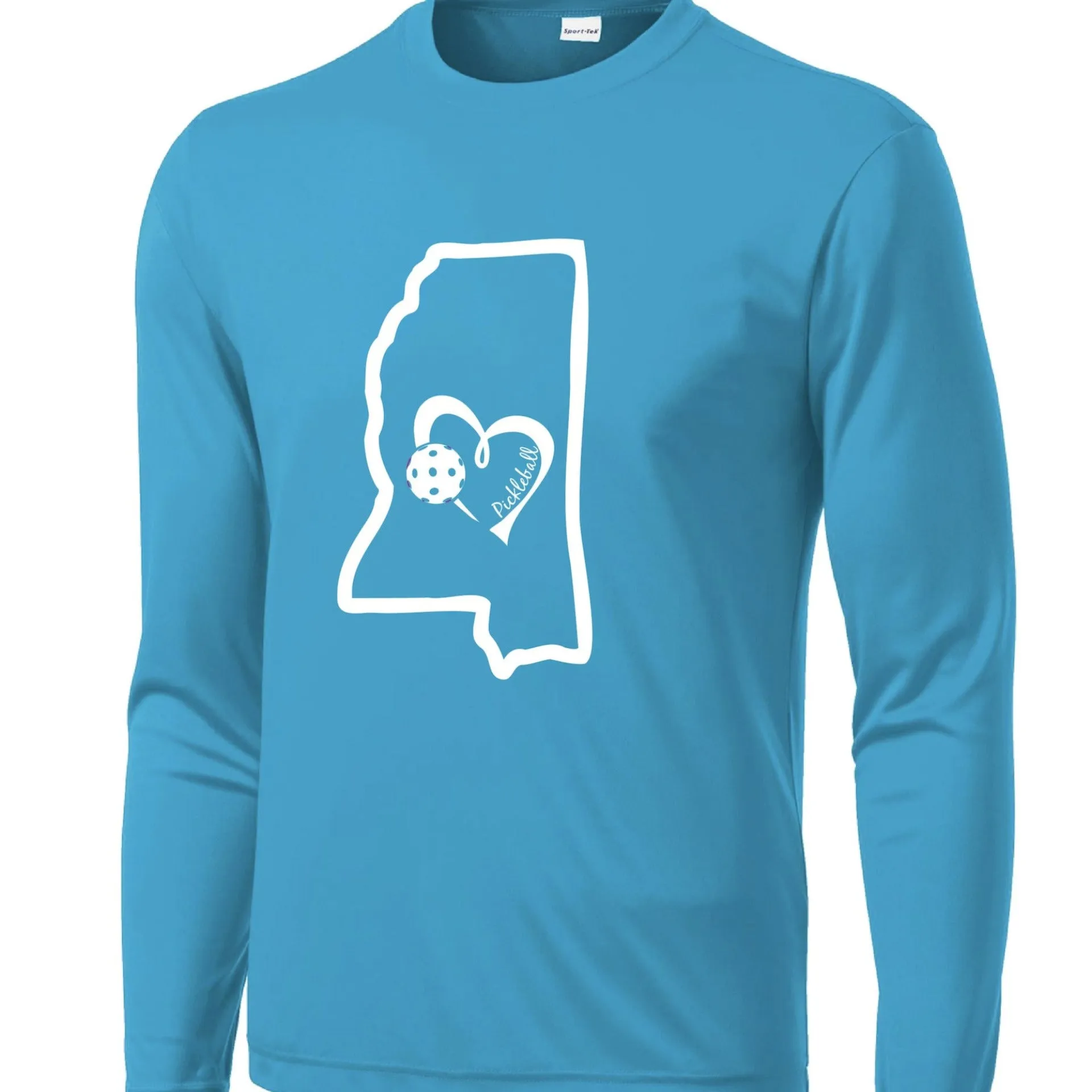 Mississippi State With Pickleball Love | Men's Long Sleeve Athletic Shirt | 100% Polyester