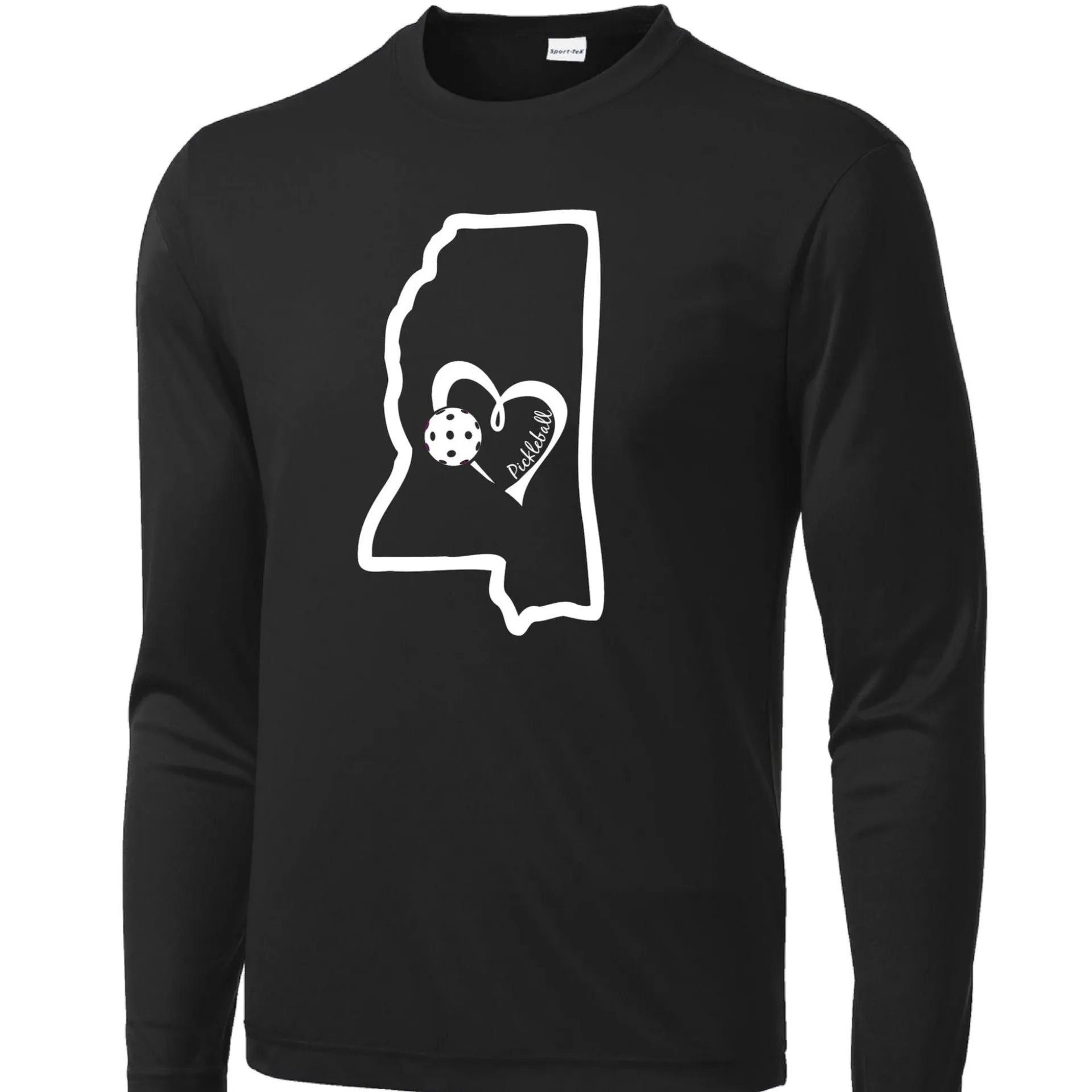 Mississippi State With Pickleball Love | Men's Long Sleeve Athletic Shirt | 100% Polyester