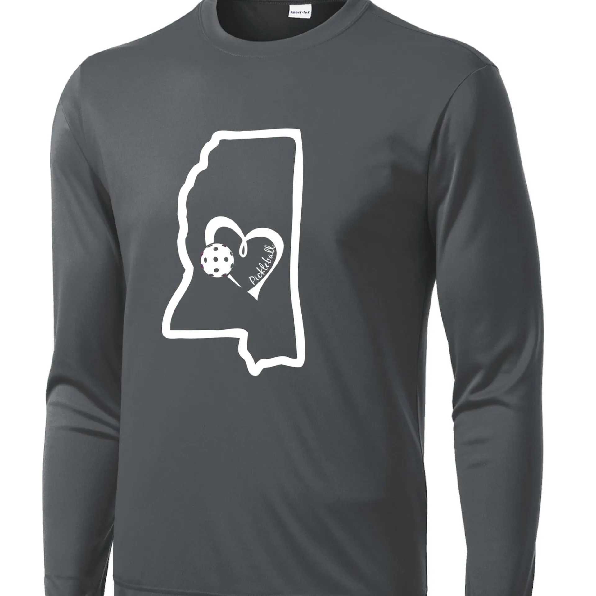 Mississippi State With Pickleball Love | Men's Long Sleeve Athletic Shirt | 100% Polyester