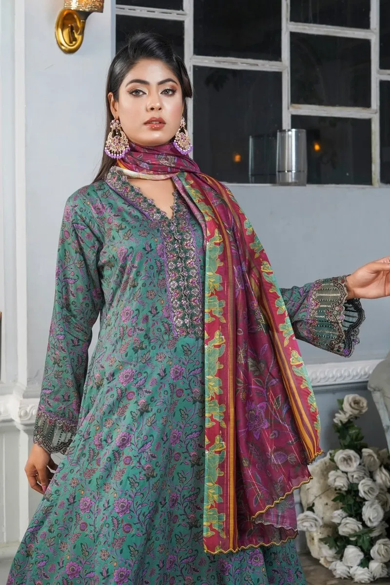 Munira Lawn 3 Piece Pakistani Frock MUN563