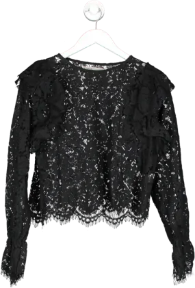 Oasis Black Long Sleeve Lace Top UK L