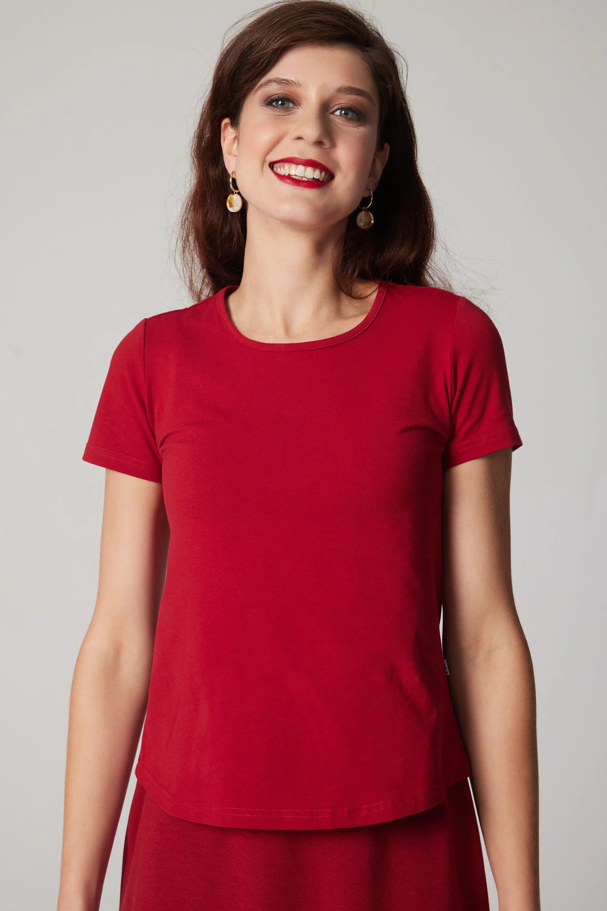 Organic scoop neck t-shirt - Red