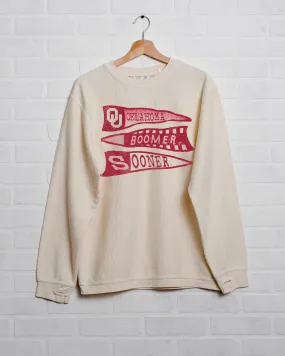 OU Sooners Pennant Ivory Corded Crew Sweatshirt