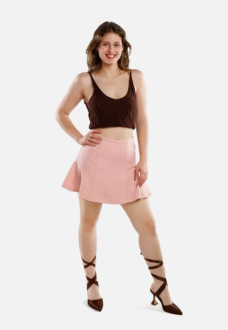 Panelled Flared Mini Skirt