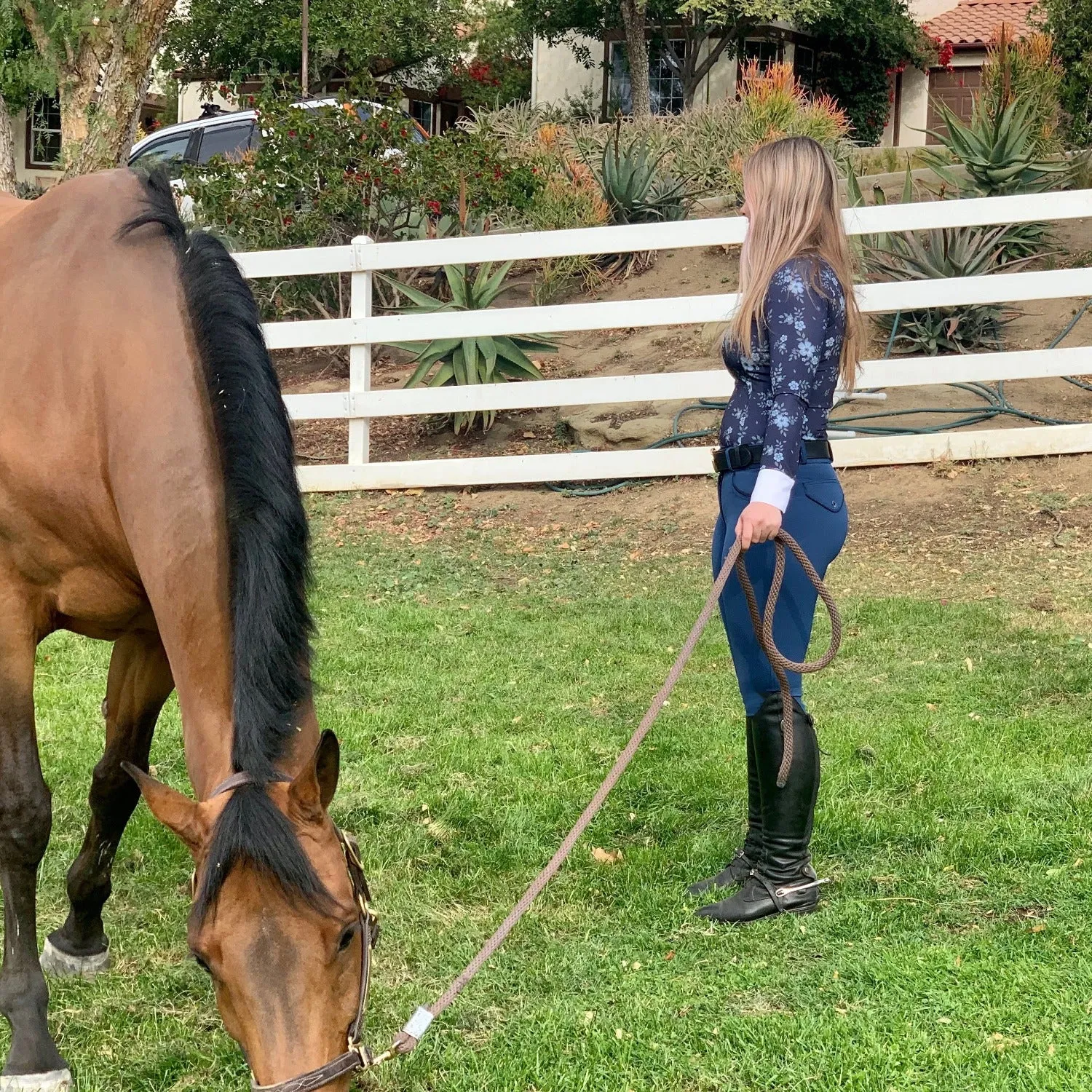 Perfection Breeches - Cerulean Blue Knee Patch