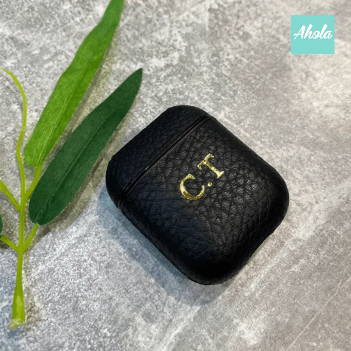 【Poddy】Apple Airpods Monogram Genuine Pebble Leather Case 燙金/銀壓字牛皮保護套