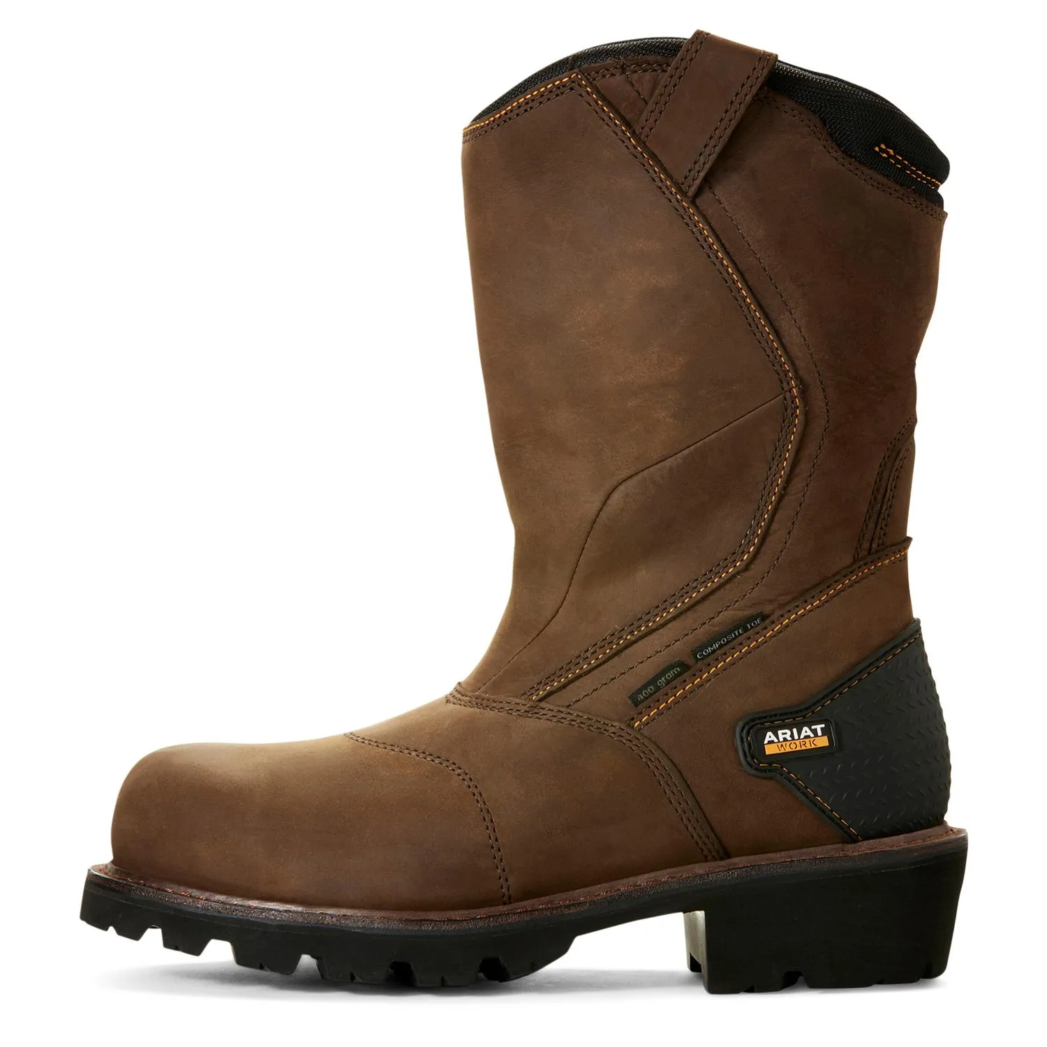 Powerline Pull-On Waterproof 400g Composite Toe Work Boot Oily Distressed Brown