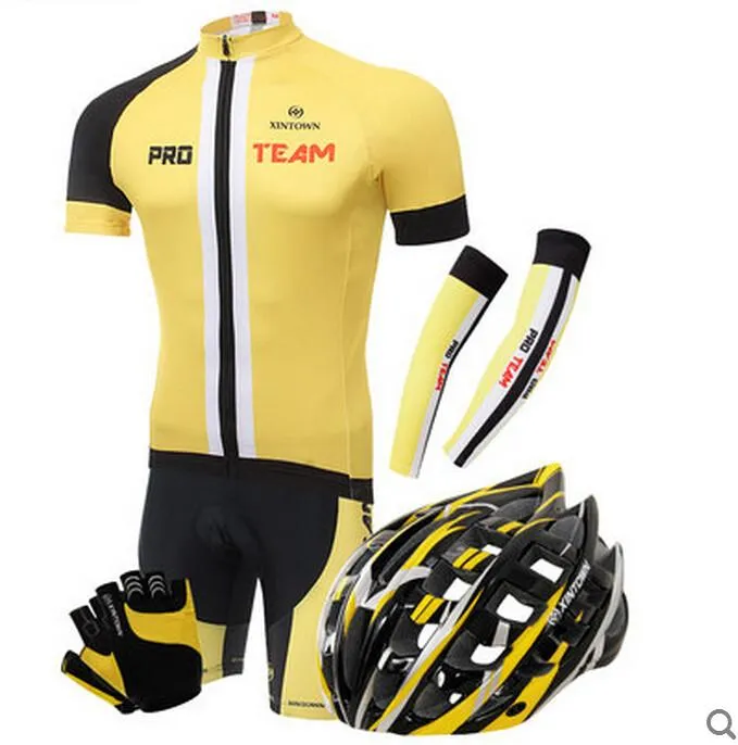 PRO TEAM Yellow Black Short Sleeve Cycling Full Set