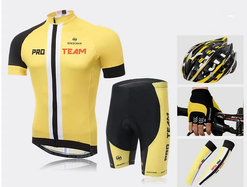 PRO TEAM Yellow Black Short Sleeve Cycling Full Set