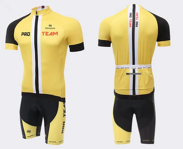 PRO TEAM Yellow Black Short Sleeve Cycling Full Set