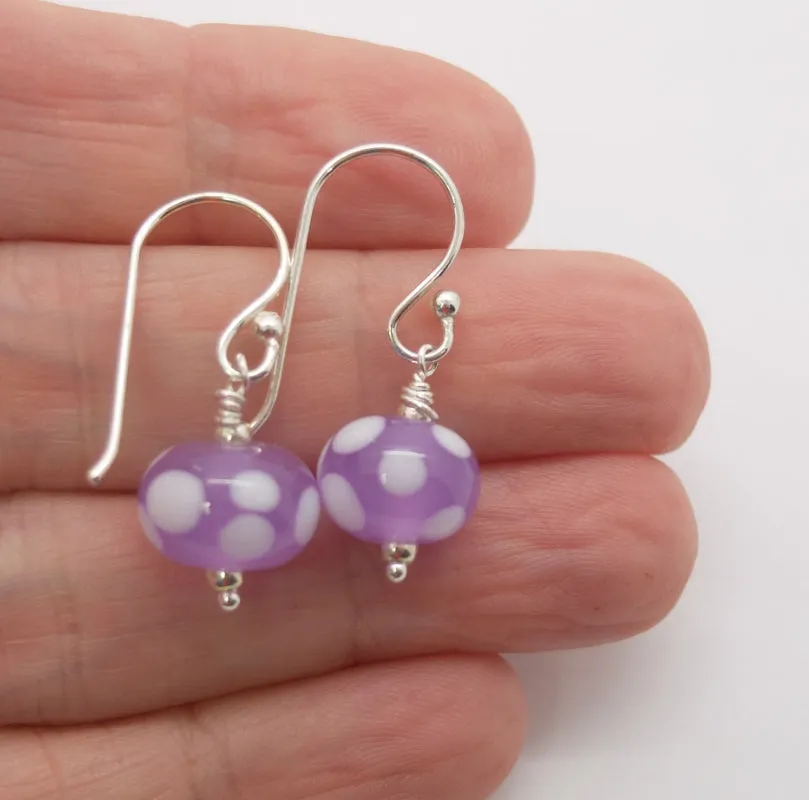 purple dot mini bead earrings